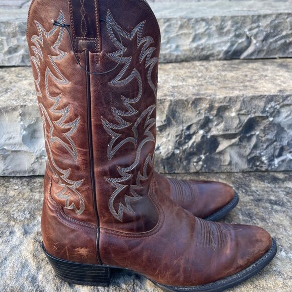 Ariat Men Western Cowboy Boots Size 12D Brown Leather Classic Ranch Rodeo Farm - Picture 9 of 16